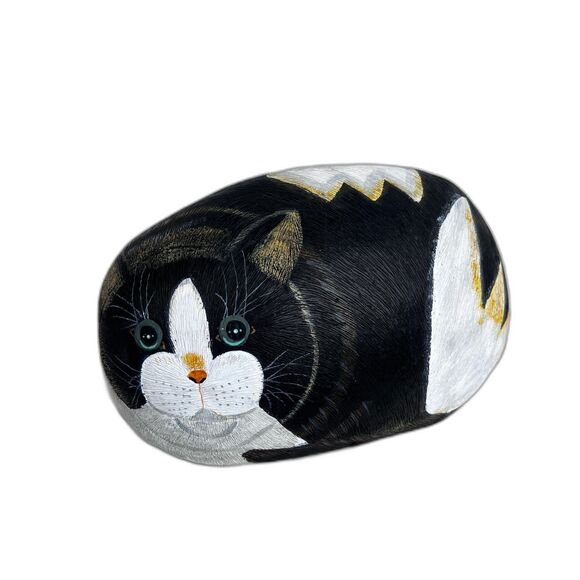 Painted Cat Block of Wood Decor by Garden Gate Designs Door Stop - Picture 1 of 9